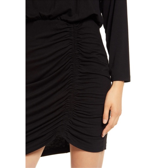 NWT FRAICHE BY J Ruched Turtleneck Long Sleeve Mini Dress Size Small - Picture 3 of 7